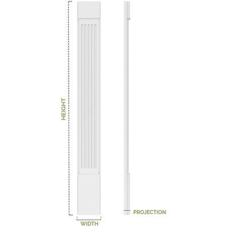 Ekena Millwork Fluted PVC Pilaster w/Standard Capital & Base, 7"W x 90"H x 2"P PILP07X090FL01-2